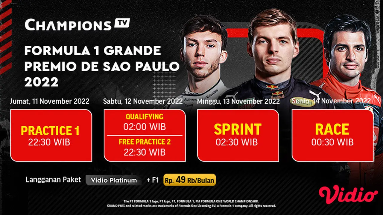 Nonton Keseruan Streaming F1 GP Brasil 2022 Live Vidio 11-13 November : Ada Max Verstappen