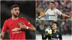 Gelandang Manchester United, Bruno Fernandes, berhasil memuncaki daftar top skor sementara Liga Europa 2019/2020 usai mencetak gol ke gawang Copenhagen pada laga perempat final. Berikut daftar top skor sementara Liga Europa musim ini. (kolase foto AFP)