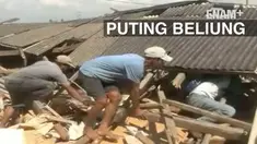 Angin puting beliung menerjang kecamatan Sragi Lampung Selatan, puluhan rumah dan sebuah gedung sekolah rusak berat