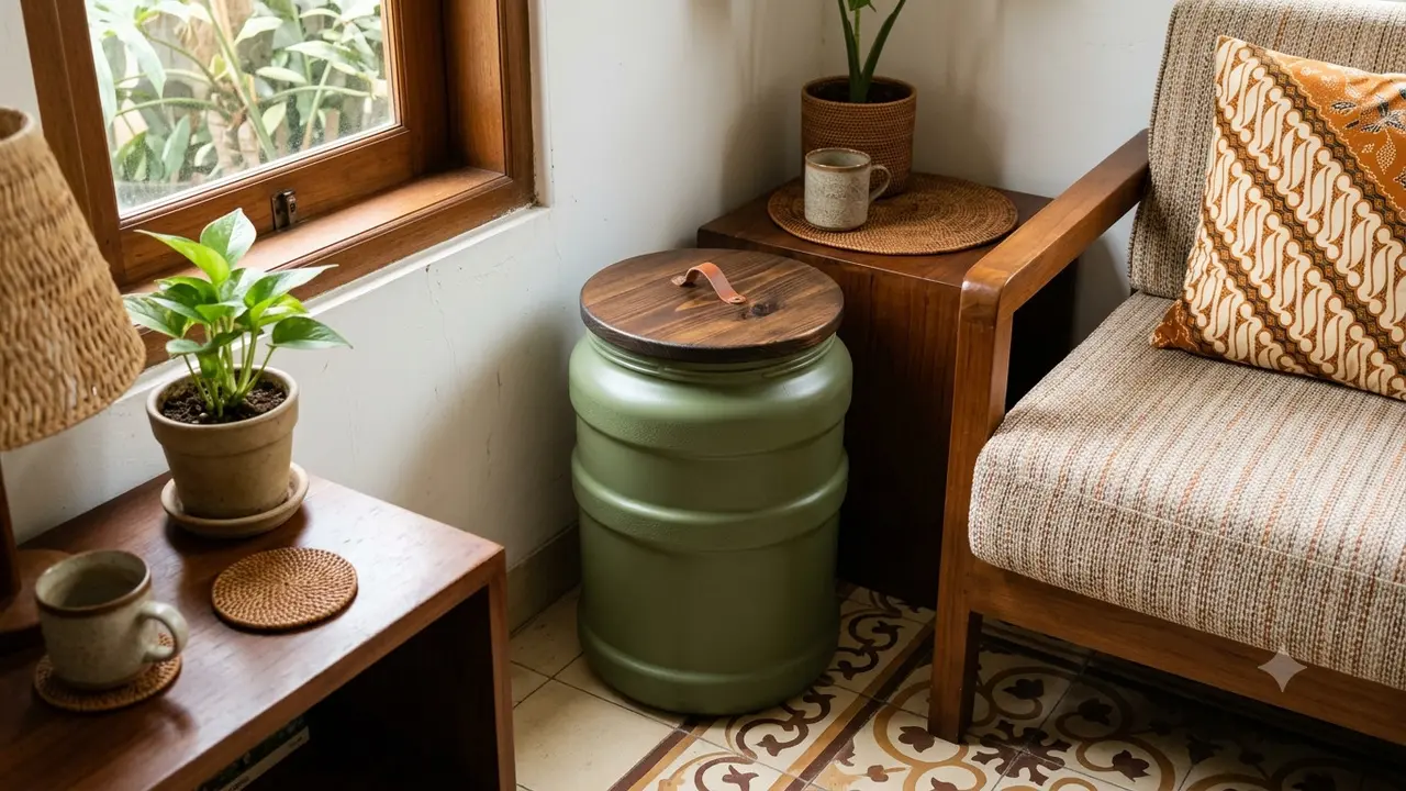 Ide Tempat Sampah Estetik dari Galon Bekas (AI Generated)