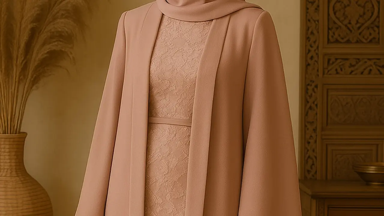 Model Long Dress Brokat Kombinasi Outer Panjang