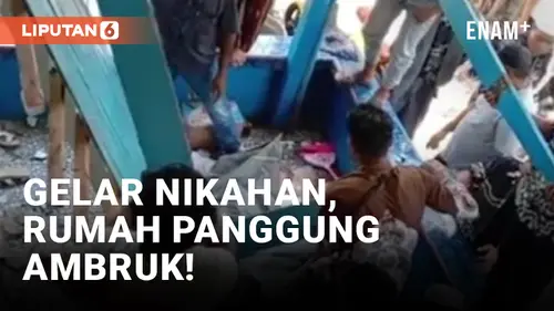 VIDEO: Viral Rumah Panggung di Makassar Roboh saat Gelar Nikahan
