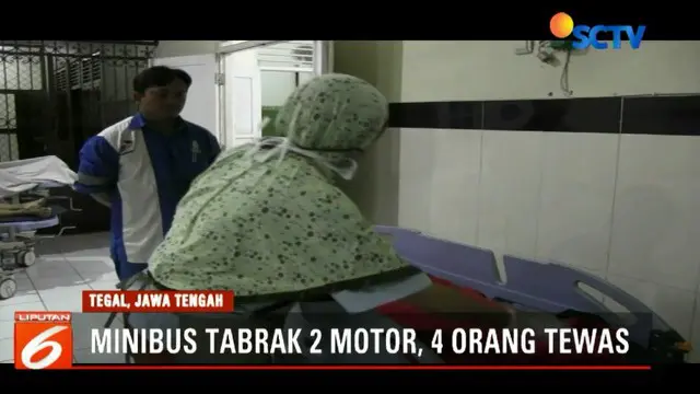 Minibus Tabrak 2 Motor di Tegal, 4 Orang Tewas