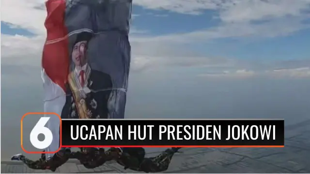 Presiden Joko Widodo hari Senin 21 Juni berulang tahun yang ke-60. Berbagai ucapan pun datang, salah satunya dari Korps Marinir TNI Angkatan Laut, yang disampaikan melalui atraksi terjun payung.