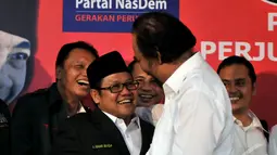 Cak Imin dan Surya Paloh saling berpelukan saat menghadiri koalisi mendukung Joko Widodo sebagai calon presiden, Lenteng Agung, Jakarta, Rabu (14/05/2014) (Liputan6.com/Johan Tallo).