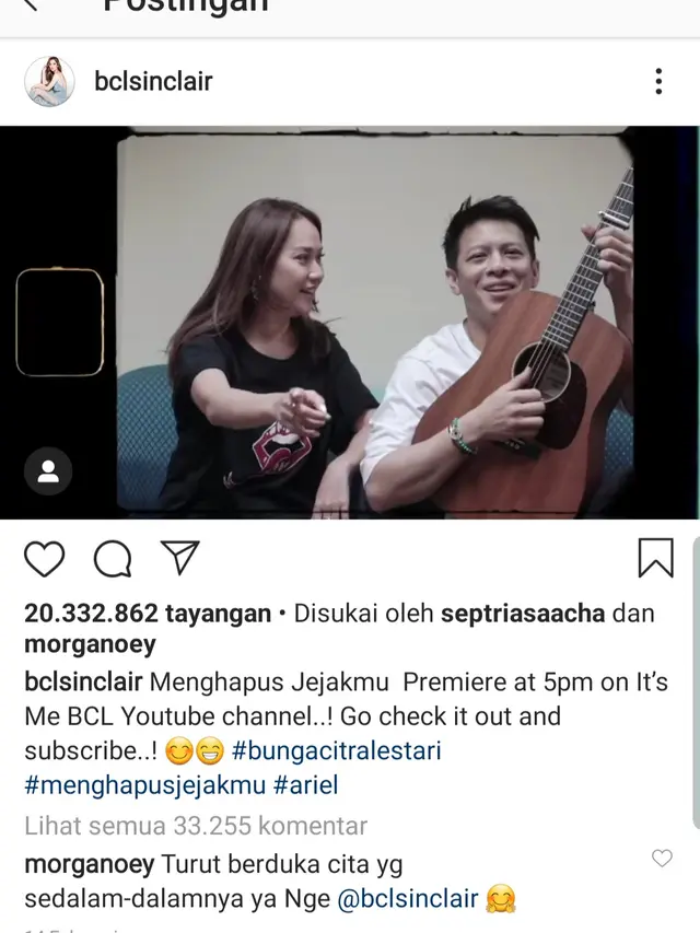 Unggahan Bunga Citra Lestari atau BCL. (Foto: Instagram @bclsinclair)