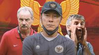 Timnas Indonesia -  Alfred Riedl, Shin Tae-yong, Ivan Kolev (Bola.com/Adreanus Titus)