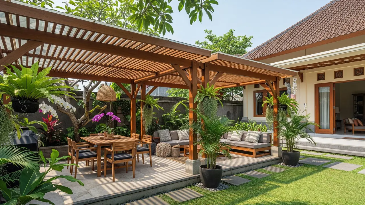 Model Pergola Kayu untuk Halaman Belakang
