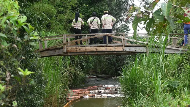 Pusat Pengurangan Risiko Bencana (PRRB) Universitas Indonesia (UI) terjun ke lapangan untuk memeriksa kondisi tumpahan minyak dari pipa milik PT Vale Indonesia Tbk (INCO). (Foto: istimewa)