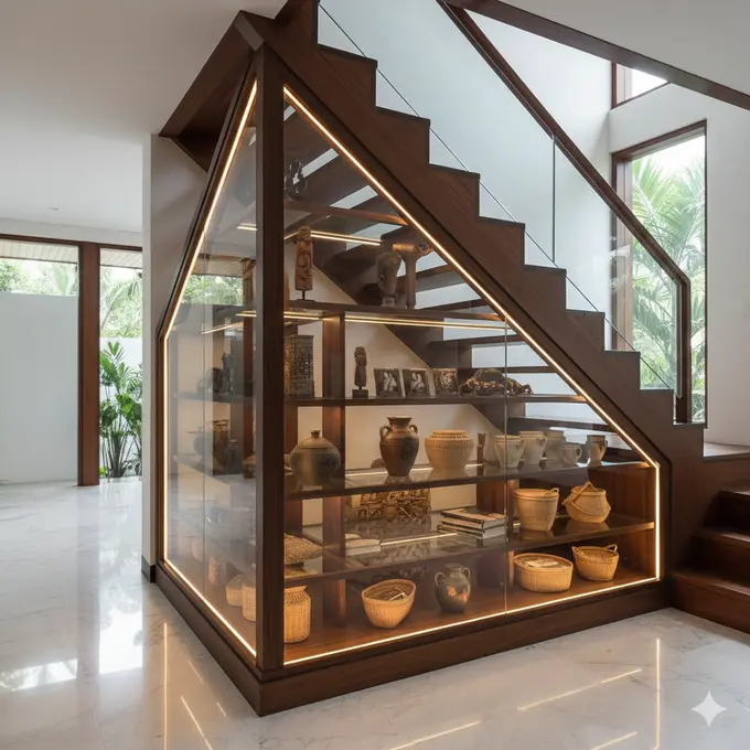 Model Lemari Kaca Bawah Tangga (Foto: Gemini AI)