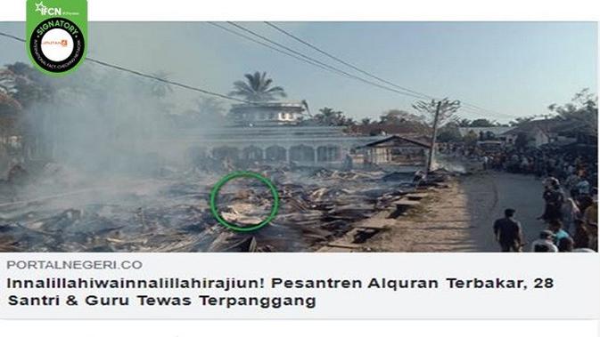 Gambar Tangkapan Layar Foto yang Diklaim Masjid Alquran Terbakar, 28 Santri dan Guru Tewas.