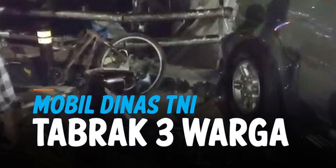 VIDEO: Mobil Dinas TNI Tabrak Warga, 3 Orang Jadi Korban