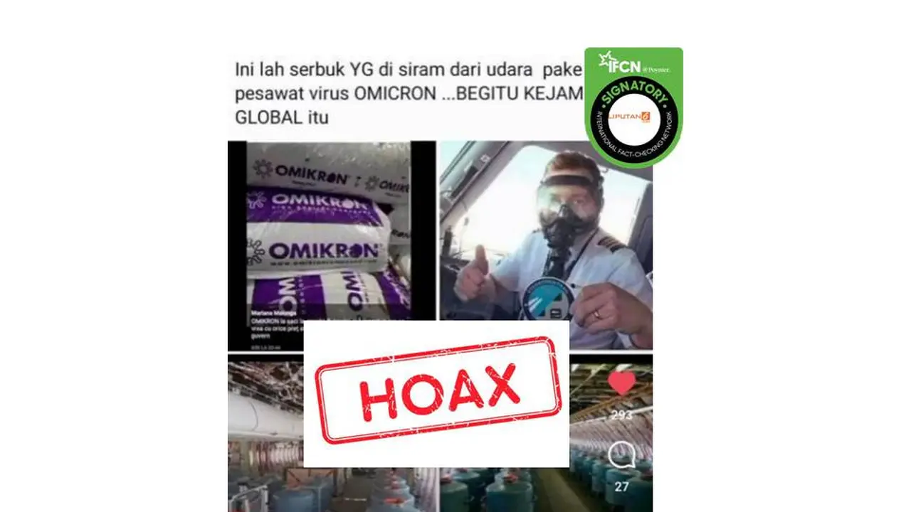 Cek Fakta pesawat sebarkan virus covid-19 Omicron.