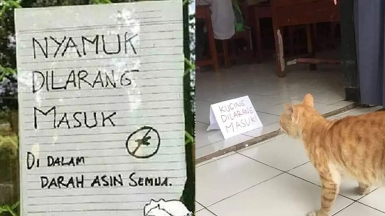 6 Tulisan Hewan Dilarang Masuk Ini Absurd Banget, Kocak