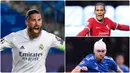 Sergio Ramos menjadi salah satu bek tangguh di dunia saat ini, selain Sergio Ramos ada beberapa bek tengah lainnya yang tidak kalah tangguh dalam mengawal pemain dan membaca serangan lawan. Berikut Sergio Ramos dan bek tengah tangguh di dunia saat ini. (kolase foto AFP)