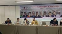 Lembaga survei Voxpol Center Research & Consulting melaksanakan survei nasional terkait peta elektoral dan simulasi kandidat capres-cawapres 2024.(Liputan6.com/Delvira Hutabarat)