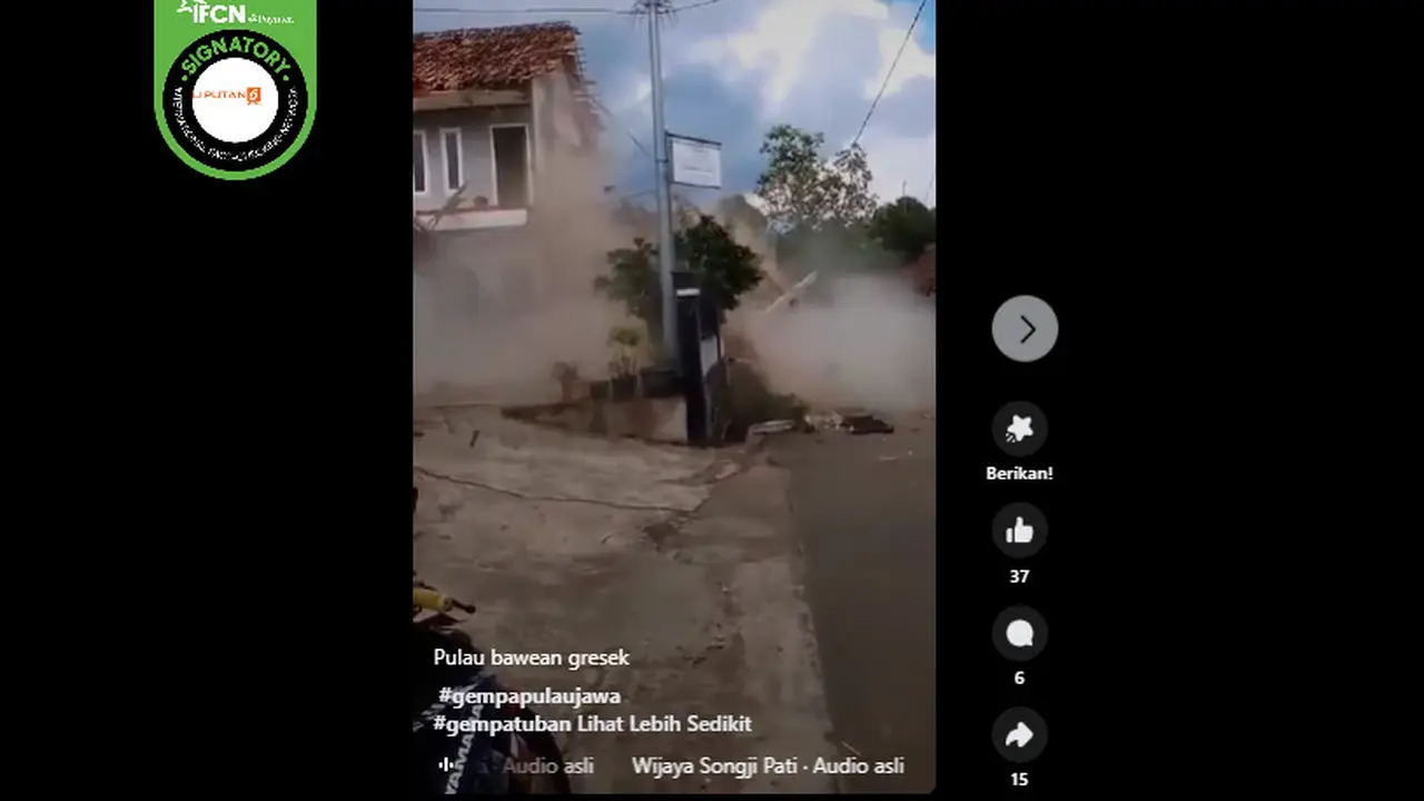 Tangkapan  klaim video rumah roboh akibat gempa Tuban