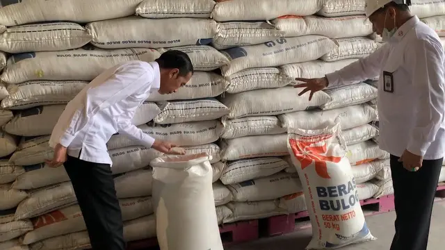 Presiden Jokowi meninjau Gudang Bulog di Kelapa Gading Jakarta Utara, Rabu (18/3/2020). (Biro Pers Kepresidenan)