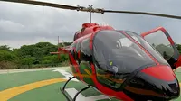 Helikopter Bell 505 milik Helicity untuk terbang wisata. (Liputan6.com/Dinny Mutiah)