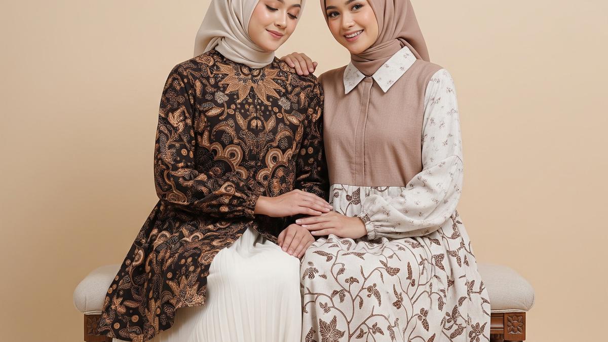 7 Model Gamis Batik Kombinasi Kain Polos Tren 2025, Tampil Anggun dan Modern