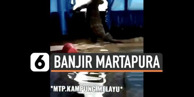VIDEO: Banjir Martapura, Rumah Warga Dimasuki Biawak Besar