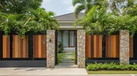 8 Desain Pagar Besi Kombinasi Kayu dan Batu Alam, Bikin Hunian Tampak Modern
