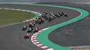 Suasana balapan MotoGP 2018 di Sirkuit Catalunya, Spanyol, Minggu (17/6/2018). Lorenzo menjadi yang tercepat dengan catatan waktu 40 menit 13,566 detik. (AP/Eric Alonso)