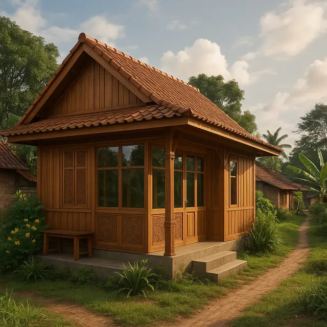 Model Rumah Sederhana tapi Indah di Kampung (Image by ChatGPT)