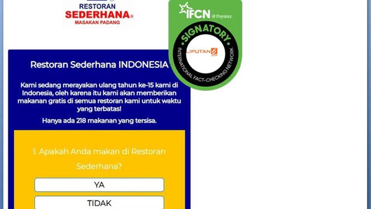 [Cek Fakta] Restoran Padang Sederhana Bagikan Makanan Gratis, Fakta atau Hoaks?
