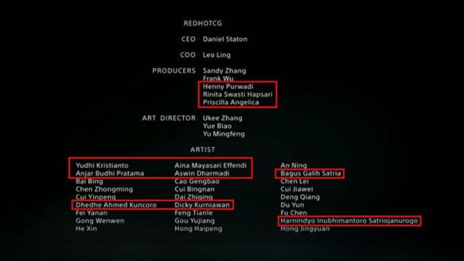 Nama-nama orang Indonesia yang terlibat di dalam pengembangan gim God of War. (Doc: Istimewa)