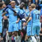 Para pemain Manchester City merayakan gol ke gawang Crystal Palace (Foto: Man City Twitter)