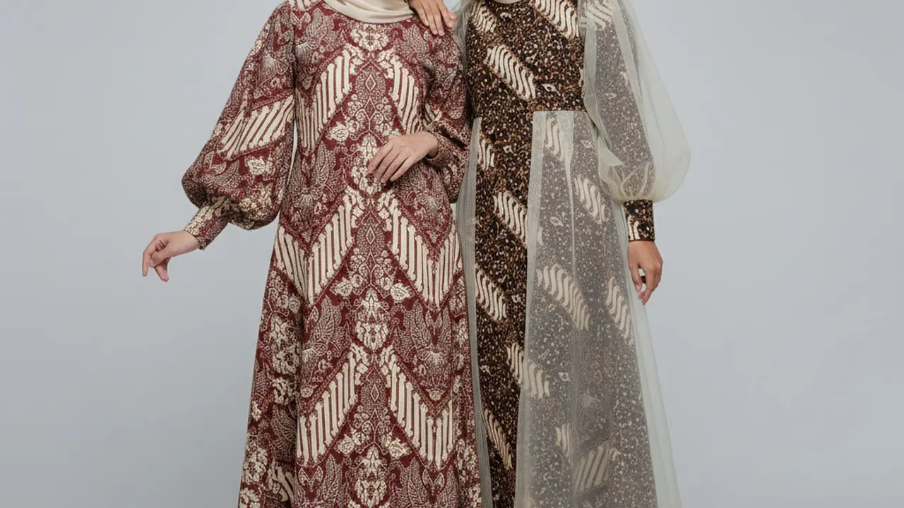 Gamis Batik Bishop Sleeve untuk Acara Formal. Gemini