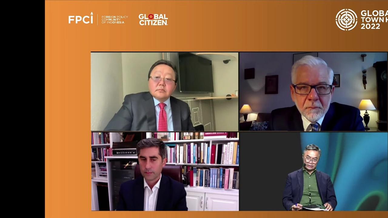 Potret pejabat Mongolia, Polandia, Turki, dan FPCI dalam Sesi 6 GTH 2022, Sabtu (5/11/2022). (Dok. Global Town Hall 2022 via Youtube)