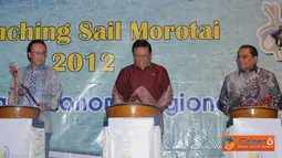 Citizen6, Jakarta: MKP Sharif C Sutardjo, Menko Kesra Agung Laksono dan Gubernur Prov. Maluku Utara memukul Tifa sebagai tanda dimulai Sail Morotai 2012. (Pengirim: Efrimal Bahri)