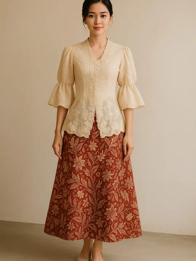 Dress Kebaya Rok Batik A-Line Tema Hari Kemerdekaan