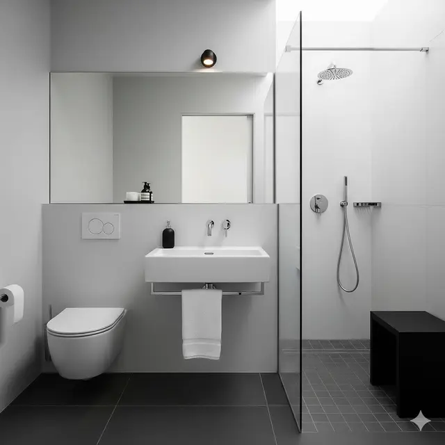 Kamar mandi kecil minimalis modern (Foto: Gemini)