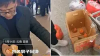 Makan 30Kg jeruk karena tidak ingin bayar biaya bagasi (Sumber: Weibo)