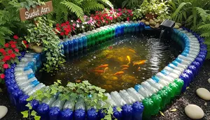 6 Ide Sudut Taman dengan Kolam Ikan dari Botol Bekas, Wujudkan Sudut Taman Asri