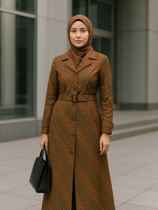 Rekomendasi Gamis Batik Belah Tengah Modern untuk ke Kantor 2025 (Foto: ChatGPT)
