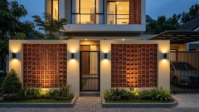 Model Pagar Roster Warna Terakota dan Krem yang Cocok untuk Rumah Minimalis