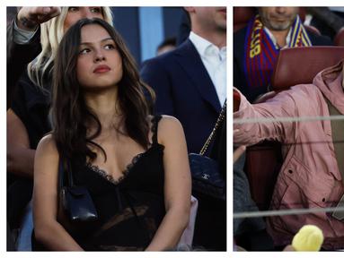Dunia maya digegerkan dengan pertemuan antara pemain Barcelona, Lamine Yamal dan penyanyi Olivia Rodrigo pada laga bertajuk El Clasico pada Minggu (10/05/2026). (Foto kolase: AFP dan AP Photo)