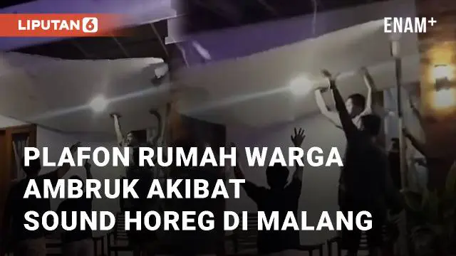 Plafon rumah warga di Jabung, Malang, ambruk pada. Penyebab ambruknya plafon diduga akibat dentuman keras dari sound horeg