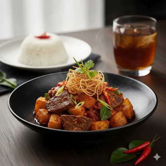 Ilustrasi Sambal Goreng Kentang Ati Balado Modern