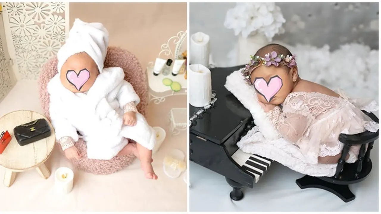 6 Pemotretan Newborn Leshia Anak Lesti Kejora, Gemas Pakai Handuk hingga Gaun