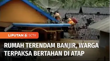 Sejumlah kecamatan di wilayah Kabupaten Malang, Jawa Timur, terendam banjir. Ketinggian air bahkan hampir mencapai atap rumah warga.
