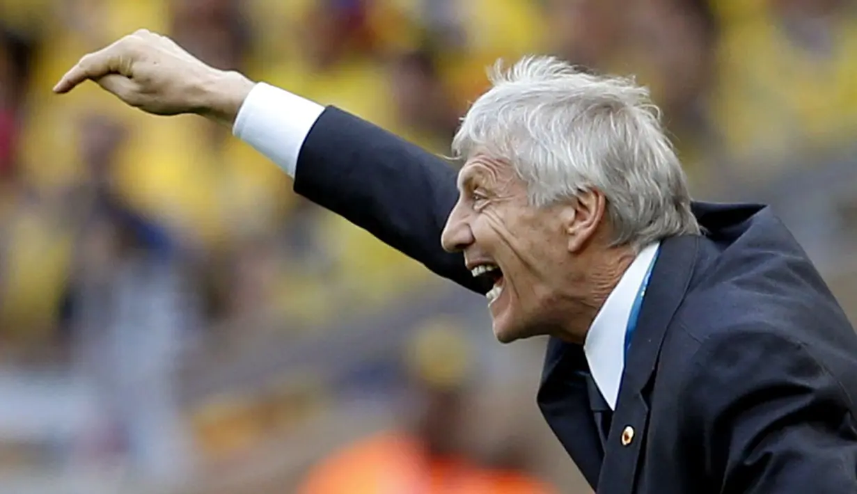 José Pekerman Néstor Krimen, menangani Timnas Kolombia sejak 2012. Pria kelahiran 3 September 1949 ini pernah menjadi pelatih Argentina pada 2004 hingga 2006. (REUTERS/Sergio Perez)