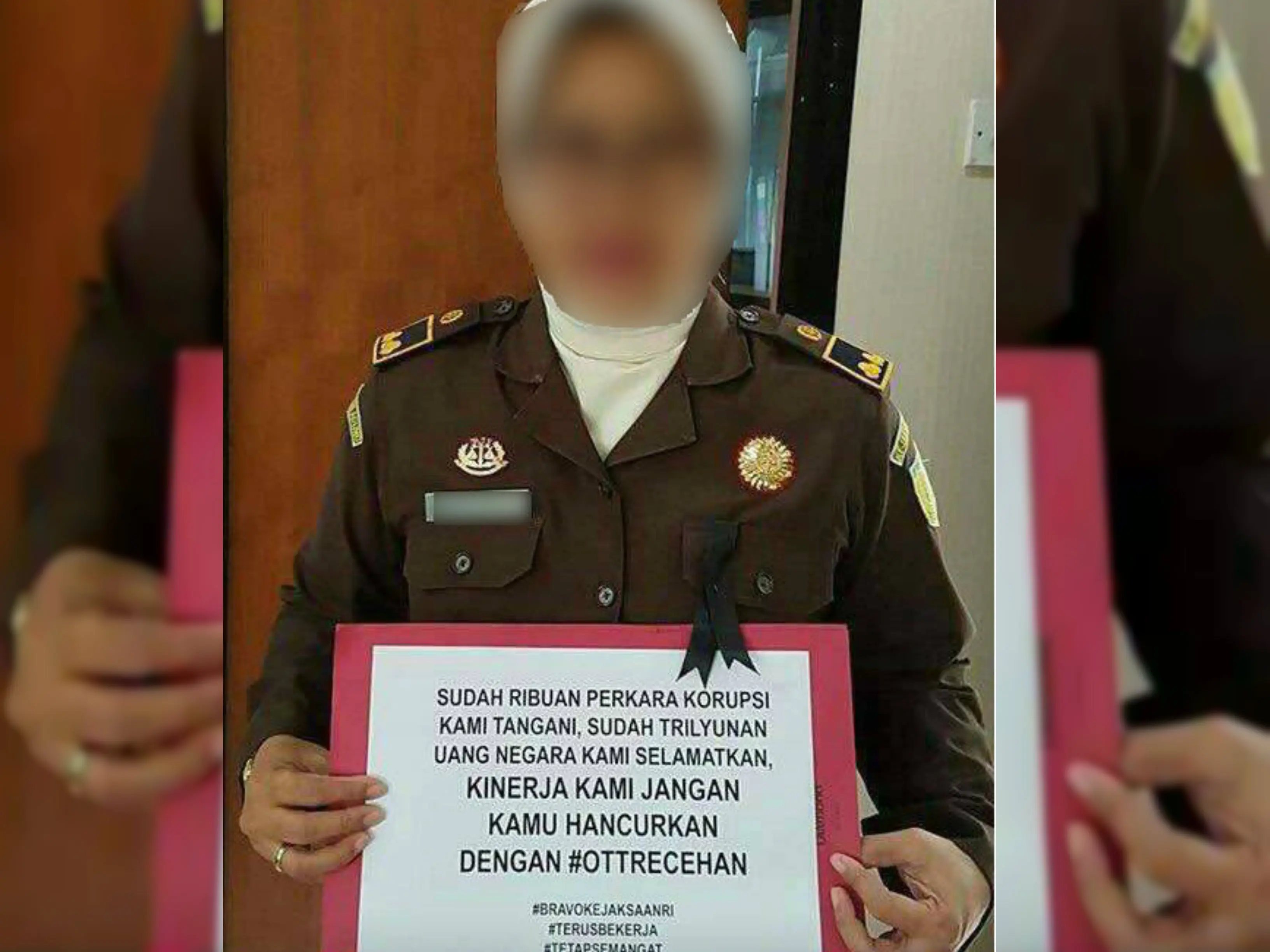 Jaksa menunjukan kekecewaannya diduga terkait operasi tangkap tangan KPK di Bengkulu yang meringkus seorang jaksa di Kejati Bengkulu (Liputan6.com/istimewa)