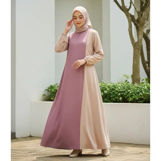Inspirasi Gamis Warna Mauve & Champagne (Image by Gemini AI)