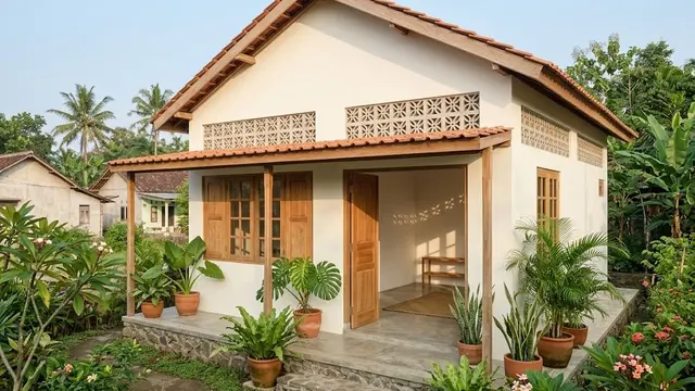 Rumah Compact dengan Roster di Bagian Atas Dinding