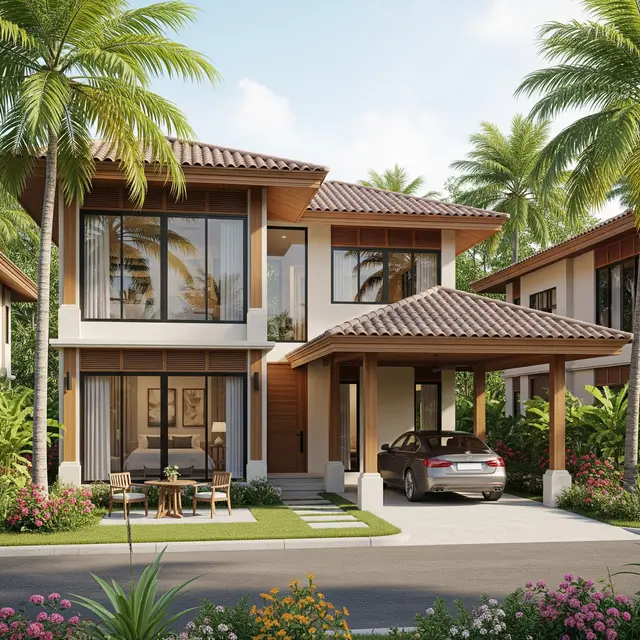 Desain Rumah di Cluster Kecil Ada Carport